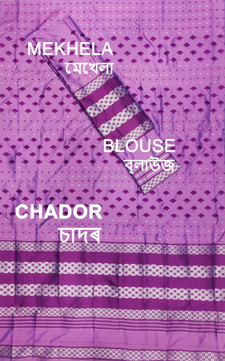 সূতাৰ- কাম (Dhaga-Work) মিক্স ছেট মেখলা চাদৰ