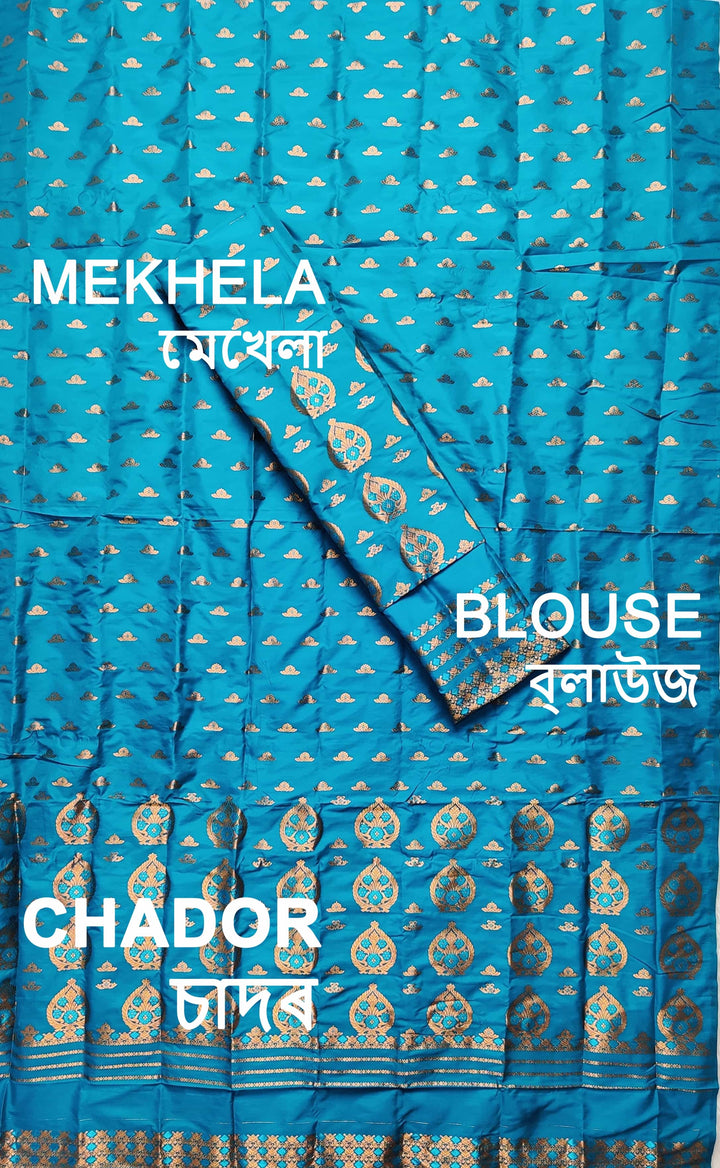 Copper Jari Mix Pat* Mekhela Sador