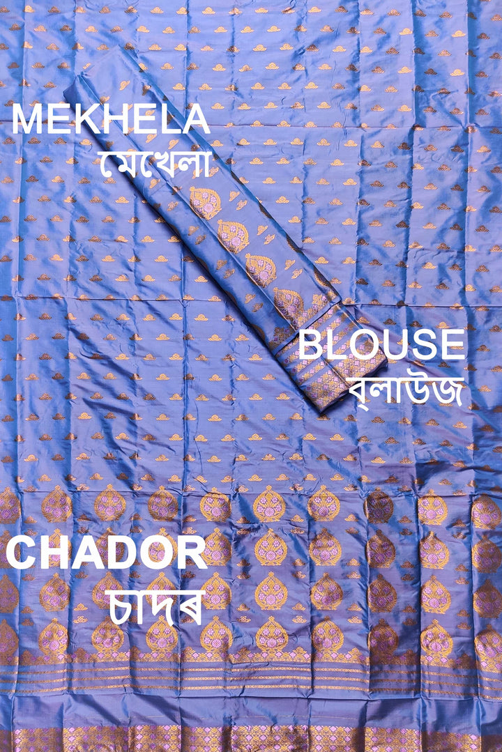Copper Jari Mix Pat* Mekhela Sador