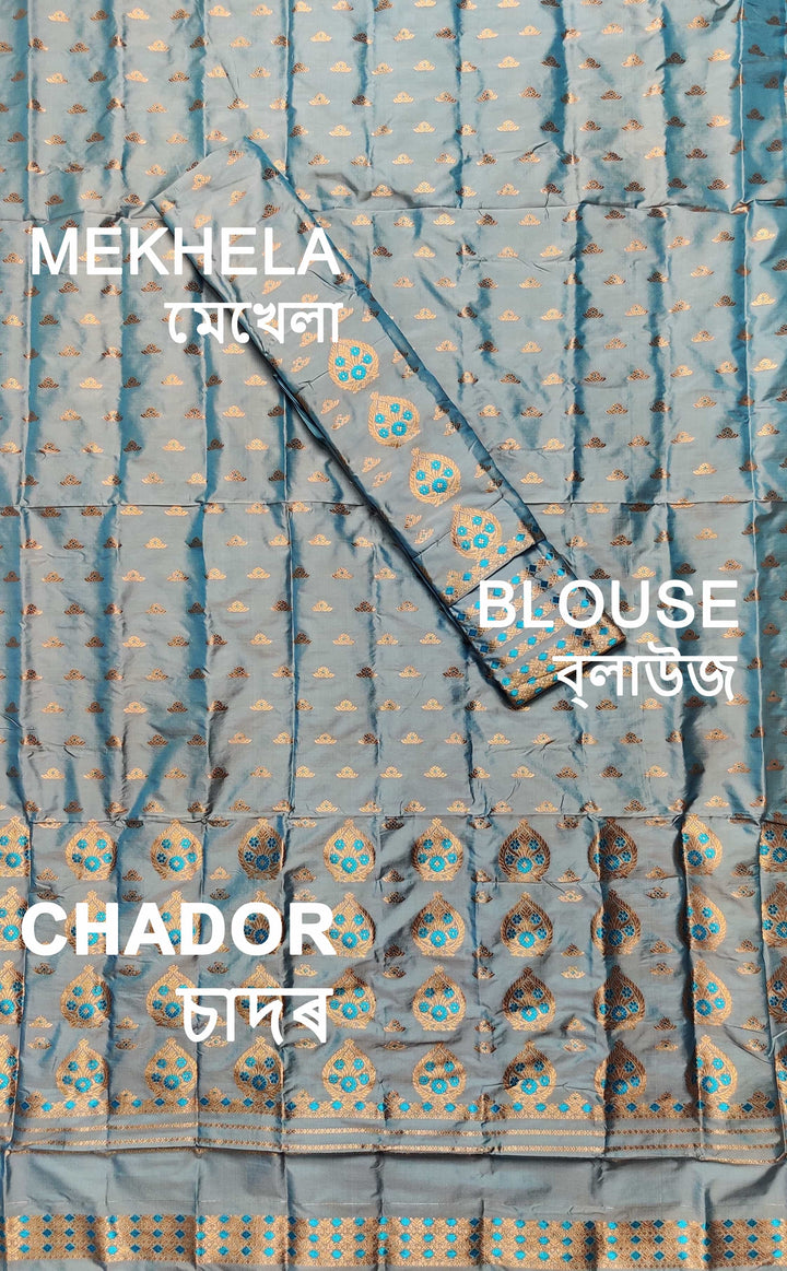 Copper Jari Mix Pat* Mekhela Sador