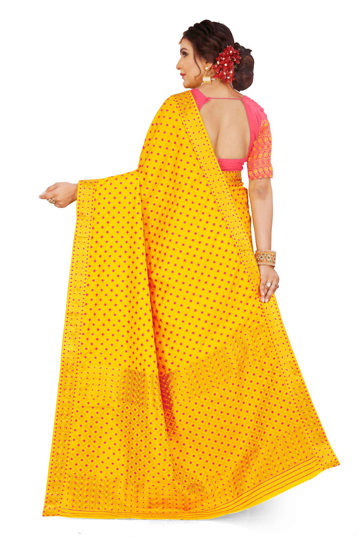 Gold Jari All Over Mix Set Mekhela Sador - Contrast Blouse