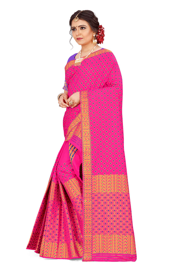 Gold Jari All Over Mix Set Mekhela Sador - Contrast Blouse