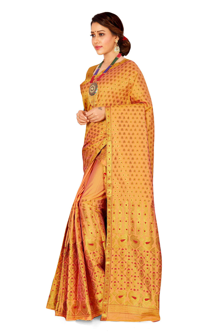 সোণ (Gold) গুনা মিক্স ছেট মেখলা চাদৰ 