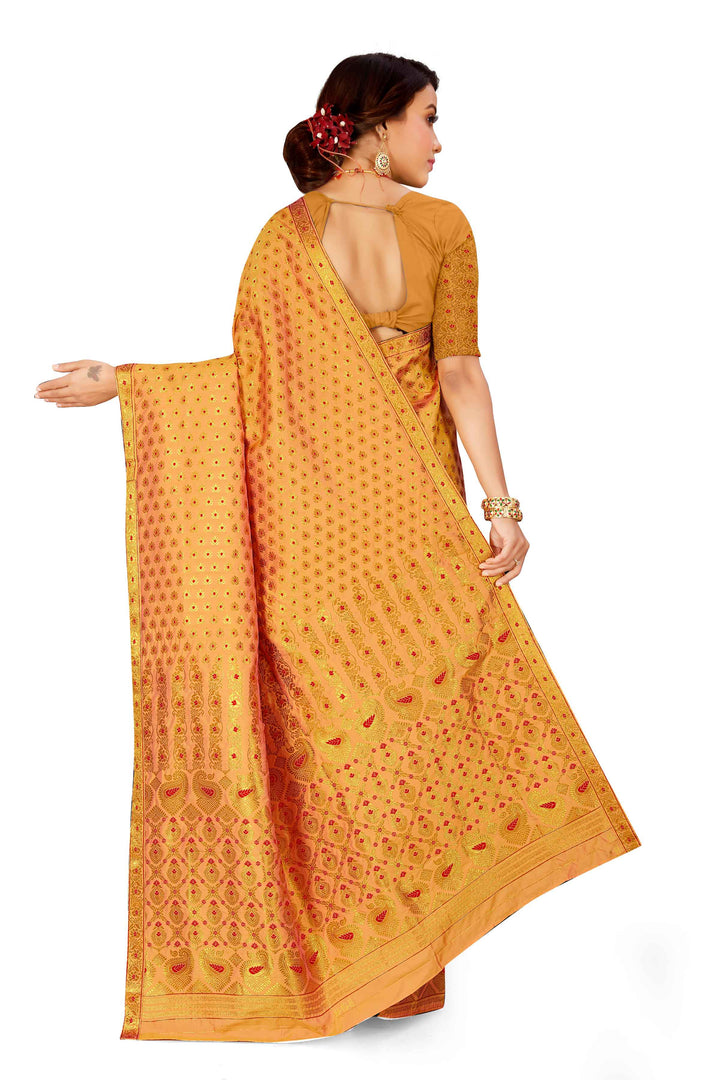 সোণ (Gold) গুনা মিক্স ছেট মেখলা চাদৰ 