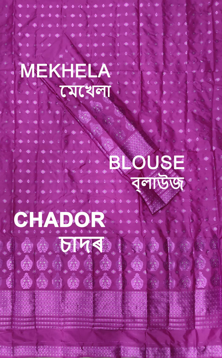 ৰং কৰা গুনা মিক্স ছেট মেখলা চাদৰ