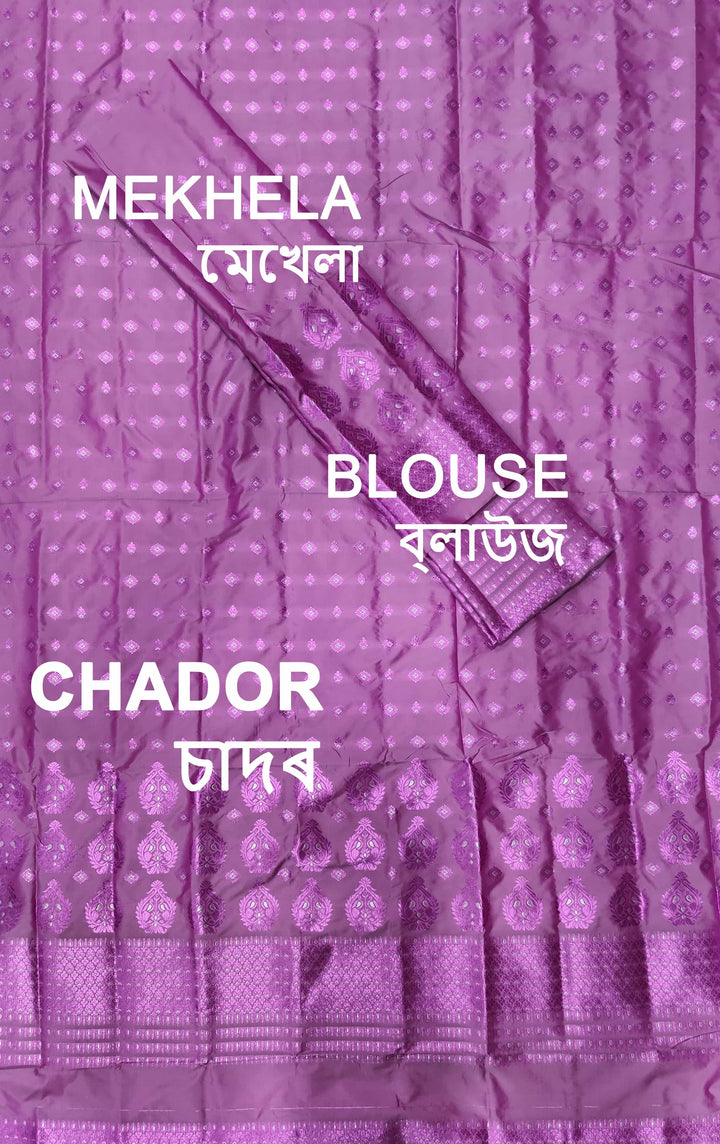 ৰং কৰা গুনা মিক্স ছেট মেখলা চাদৰ
