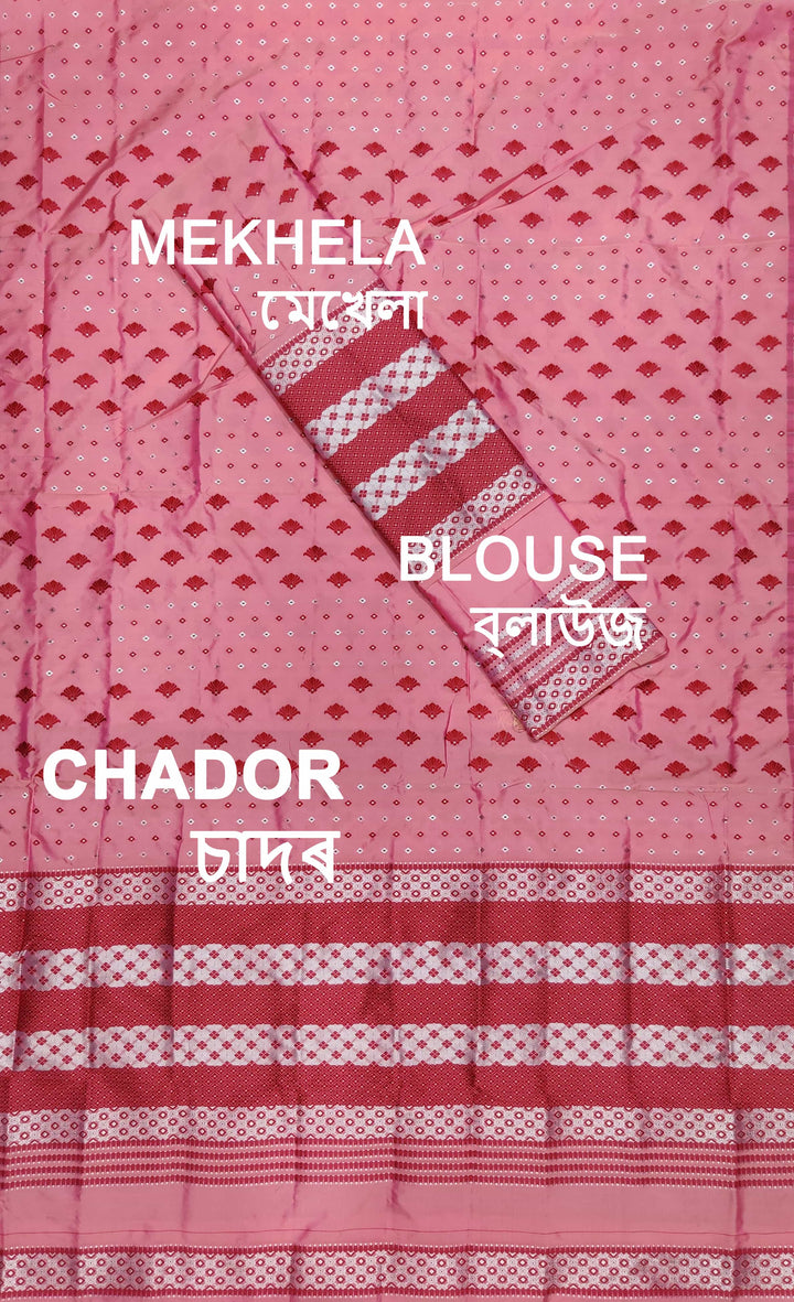 সূতাৰ- কাম (Dhaga-Work) মিক্স ছেট মেখলা চাদৰ