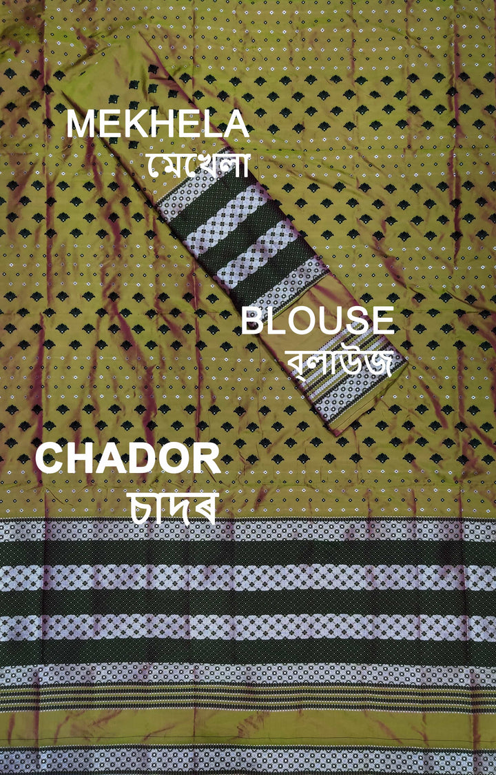 সূতাৰ- কাম (Dhaga-Work) মিক্স ছেট মেখলা চাদৰ