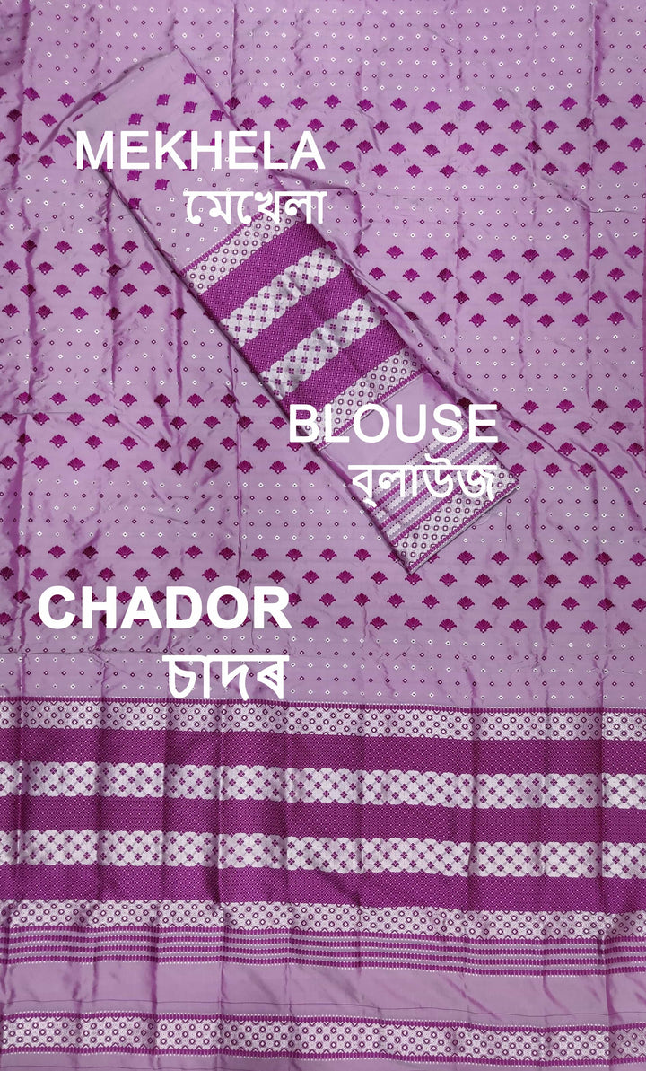 সূতাৰ- কাম (Dhaga-Work) মিক্স ছেট মেখলা চাদৰ