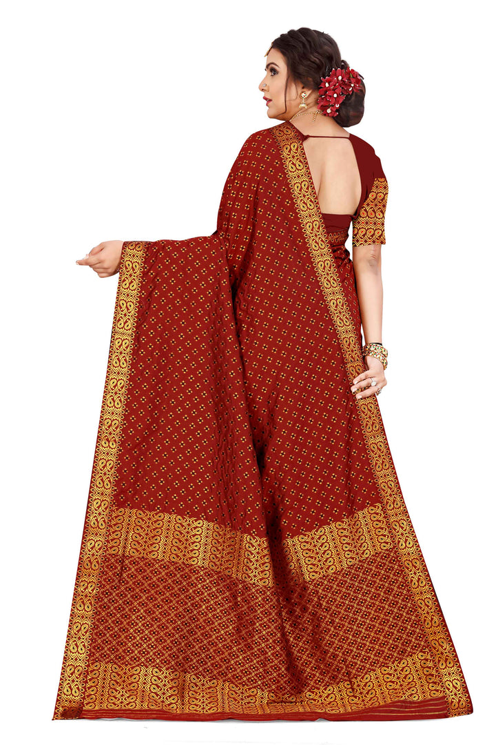 Gold Jari All Over Mix Set Mekhela Sador - Contrast Blouse