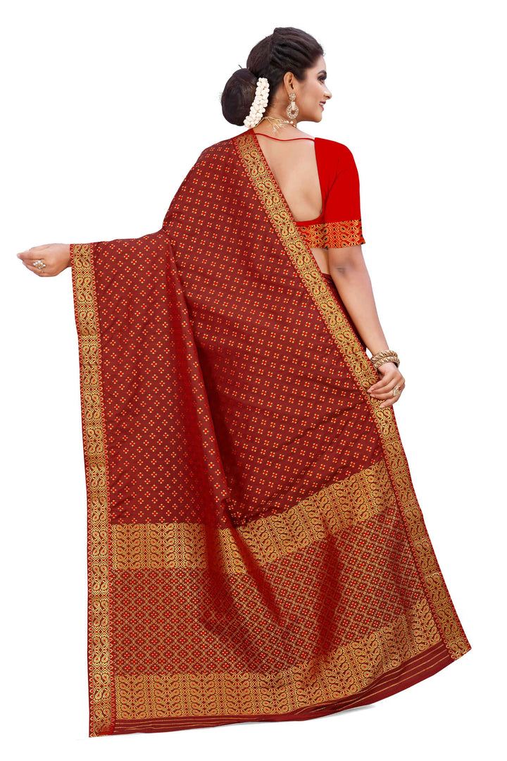 Gold Jari All Over Mix Set Mekhela Sador - Contrast Blouse