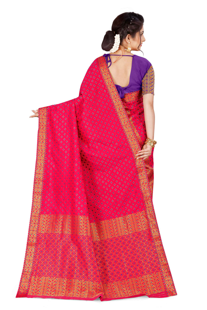 Gold Jari All Over Mix Set Mekhela Sador - Contrast Blouse