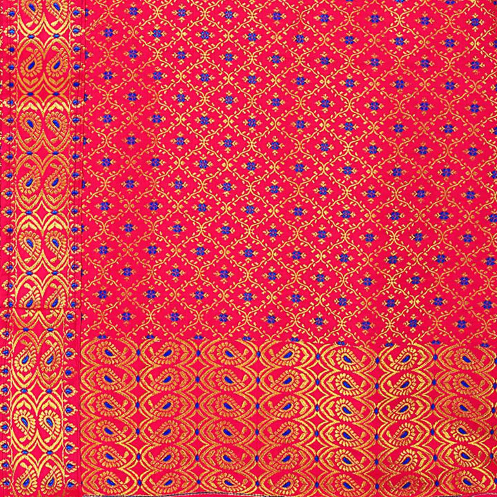 Gold Jari All Over Mix Set Mekhela Sador - Contrast Blouse