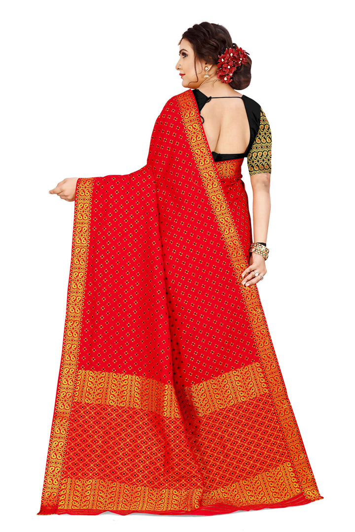 Gold Jari All Over Mix Set Mekhela Sador - Contrast Blouse
