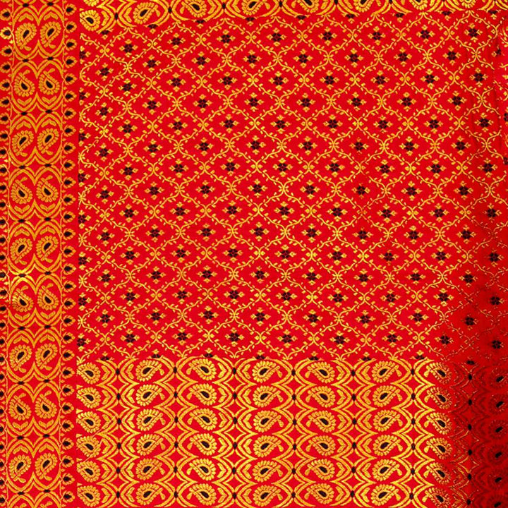 Gold Jari All Over Mix Set Mekhela Sador - Contrast Blouse