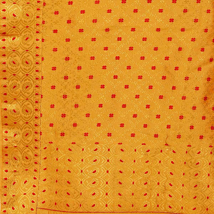 Gold Jari All Over Mix Set Mekhela Sador - Contrast Blouse