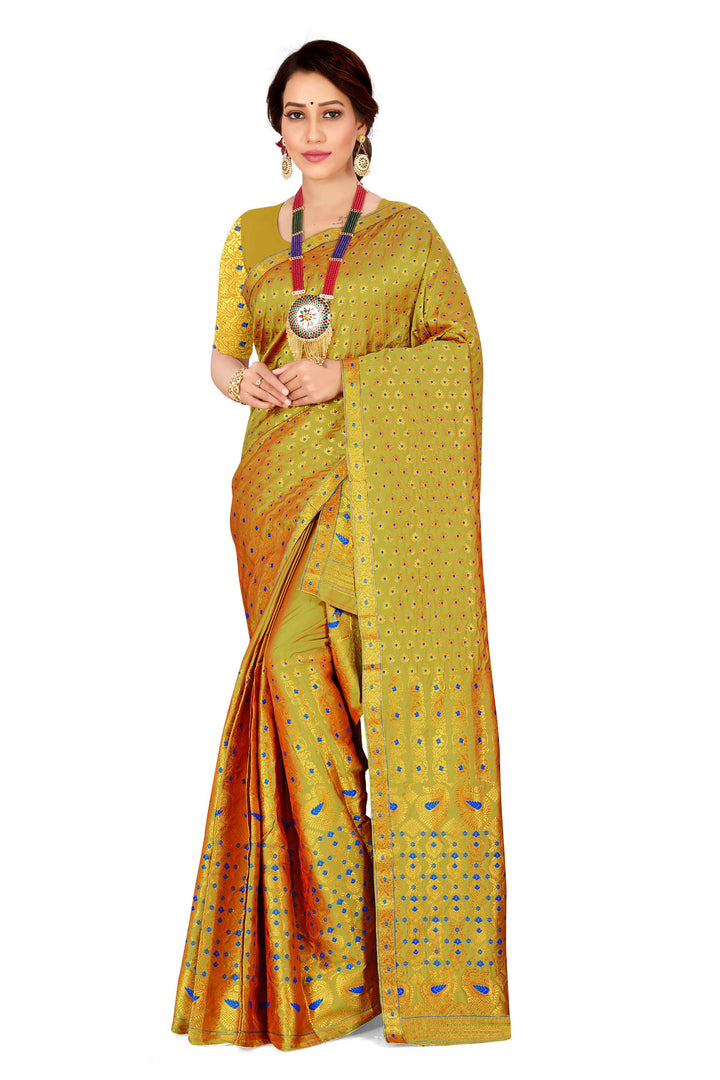 সোণ (Gold) গুনা মিক্স ছেট মেখলা চাদৰ 