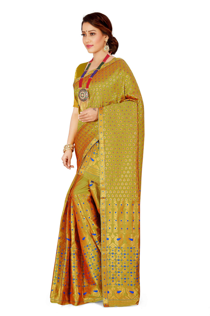 সোণ (Gold) গুনা মিক্স ছেট মেখলা চাদৰ 