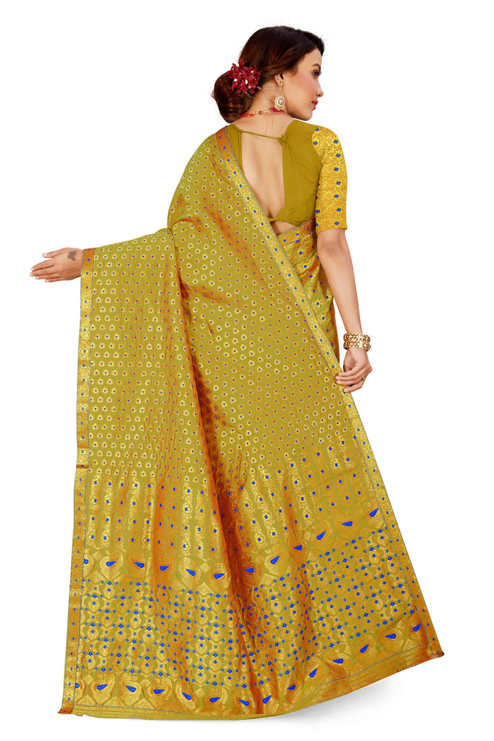 সোণ (Gold) গুনা মিক্স ছেট মেখলা চাদৰ 