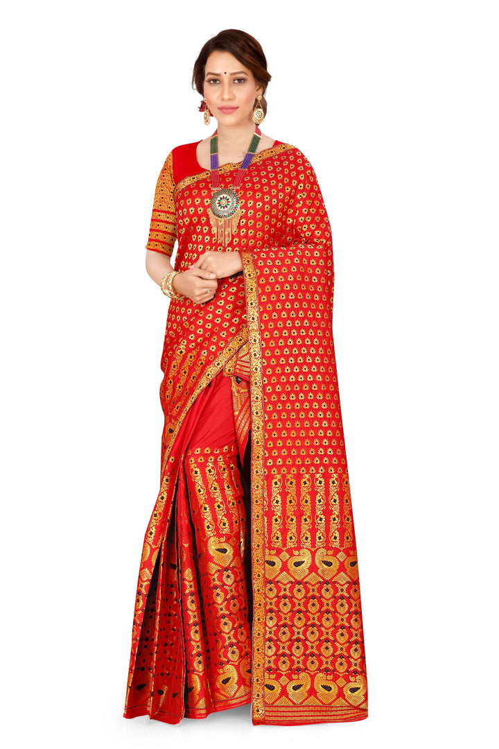সোণ (Gold) গুনা মিক্স ছেট মেখলা চাদৰ 