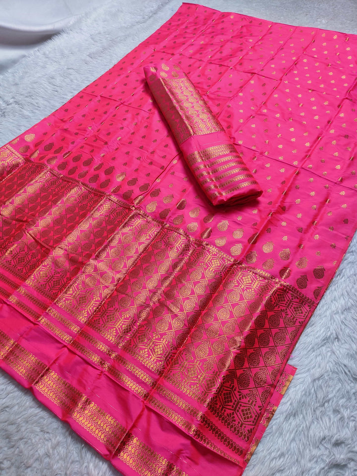 Copper Jari All Over Mix Set Mekhela Sador