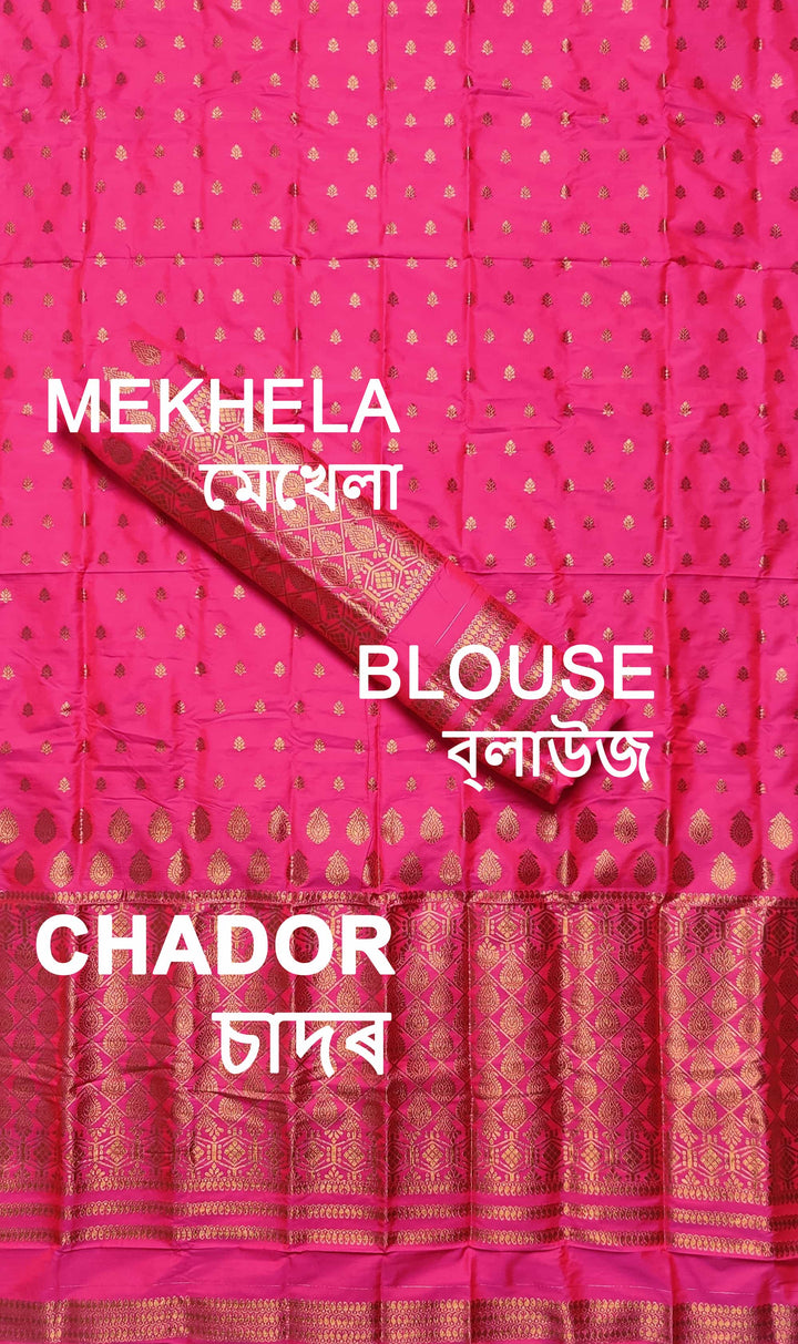 Copper Jari All Over Mix Set Mekhela Sador