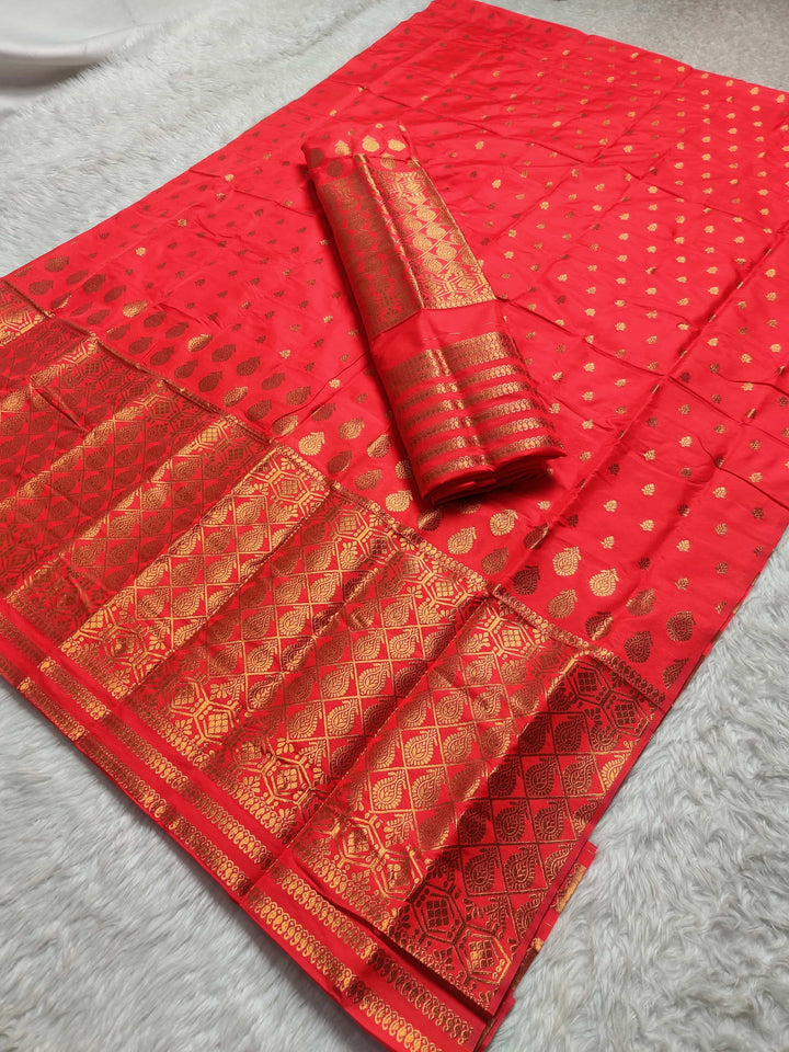 Copper Jari All Over Mix Set Mekhela Sador