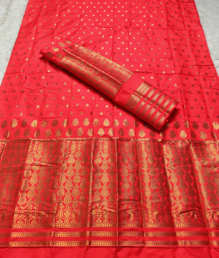 Copper Jari All Over Mix Set Mekhela Sador