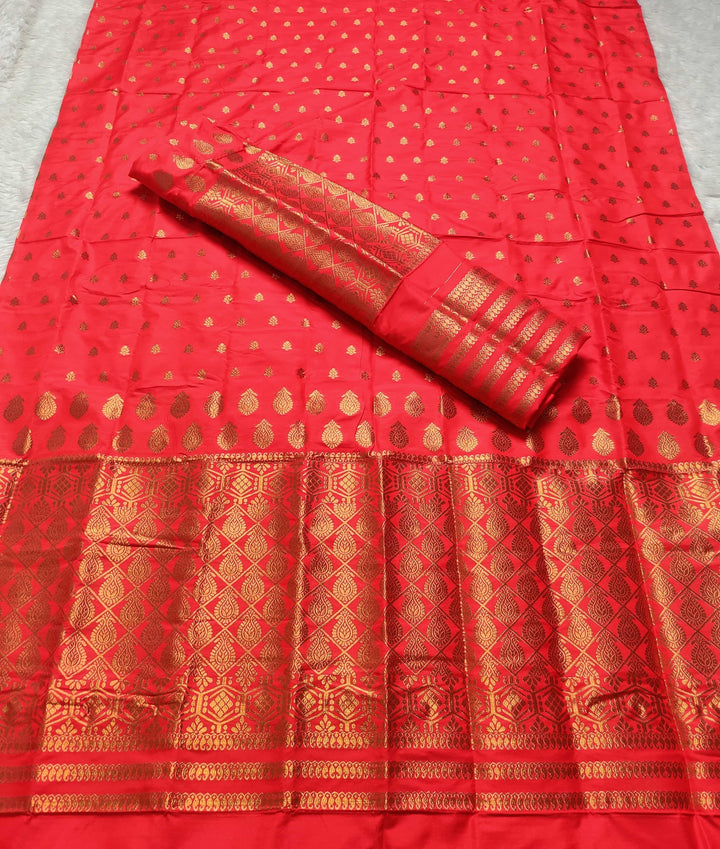 Copper Jari All Over Mix Set Mekhela Sador