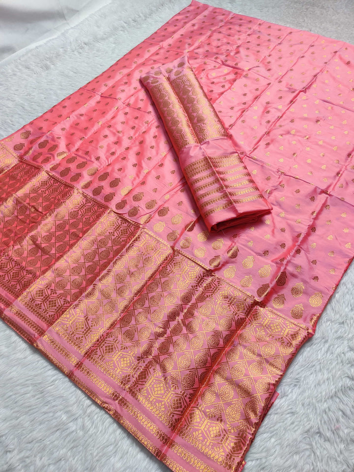 Copper Jari All Over Mix Set Mekhela Sador