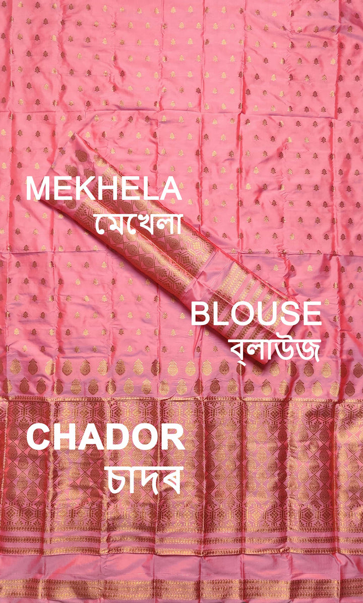 Copper Jari All Over Mix Set Mekhela Sador