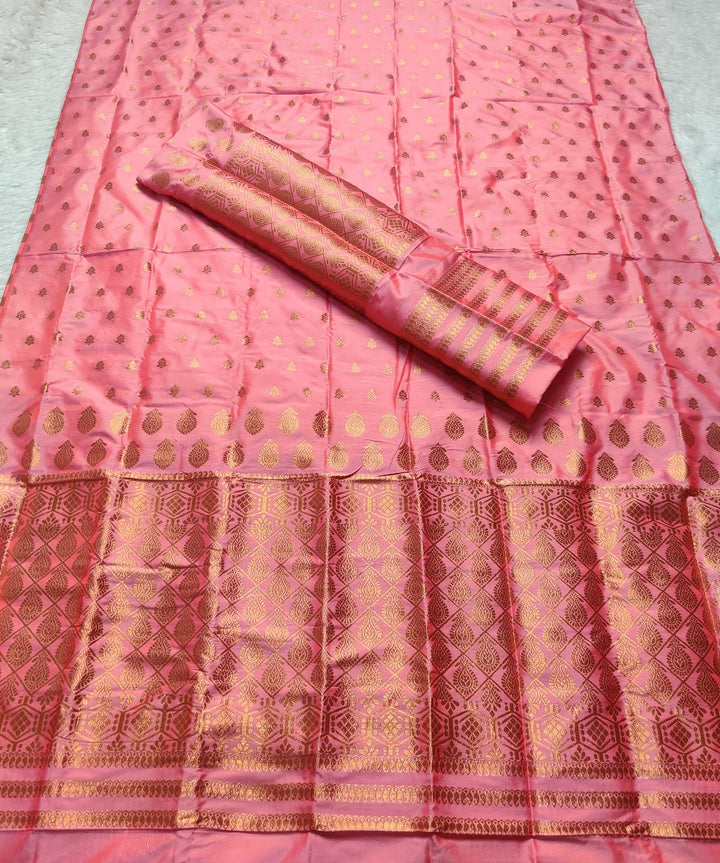 Copper Jari All Over Mix Set Mekhela Sador