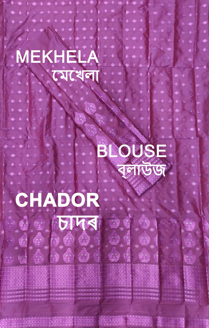 ৰং কৰা গুনা মিক্স ছেট মেখলা চাদৰ