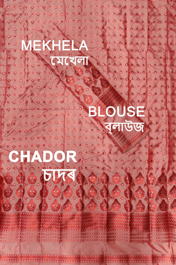 ৰং কৰা গুনা মিক্স ছেট মেখলা চাদৰ