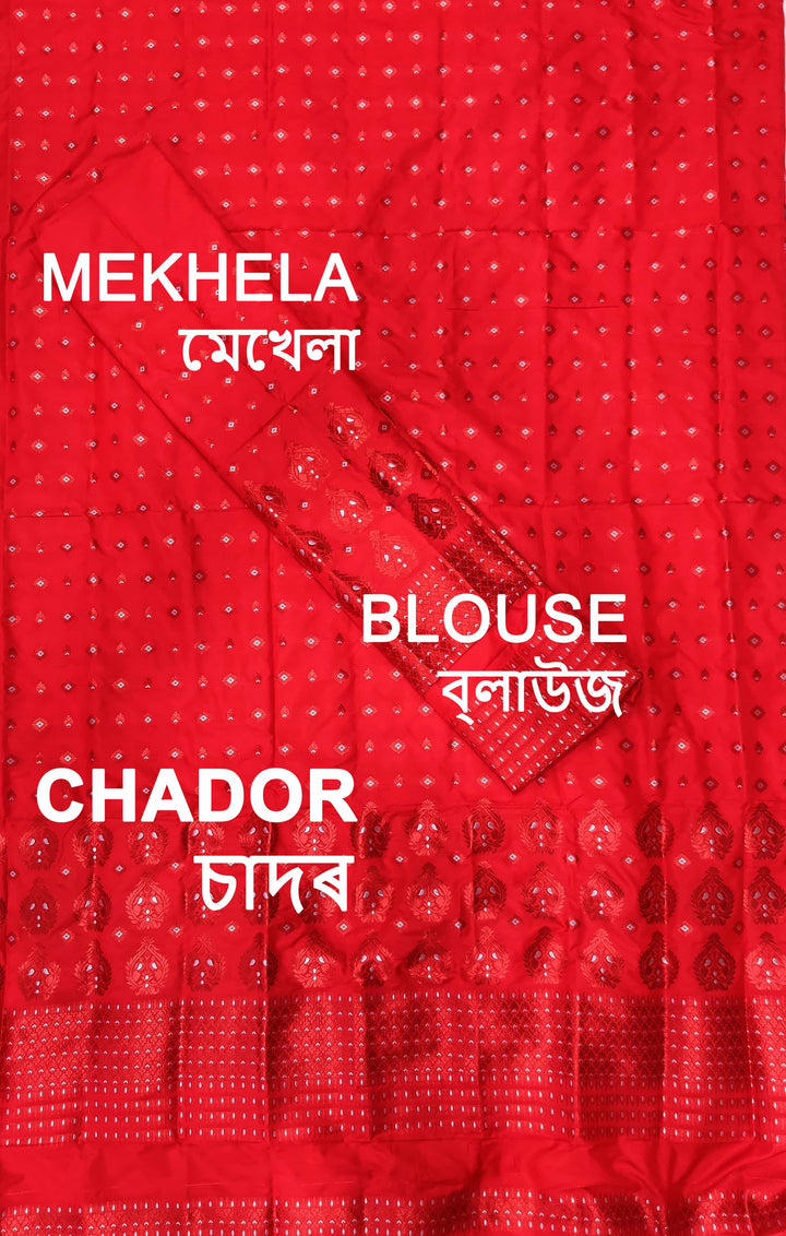 ৰং কৰা গুনা মিক্স ছেট মেখলা চাদৰ
