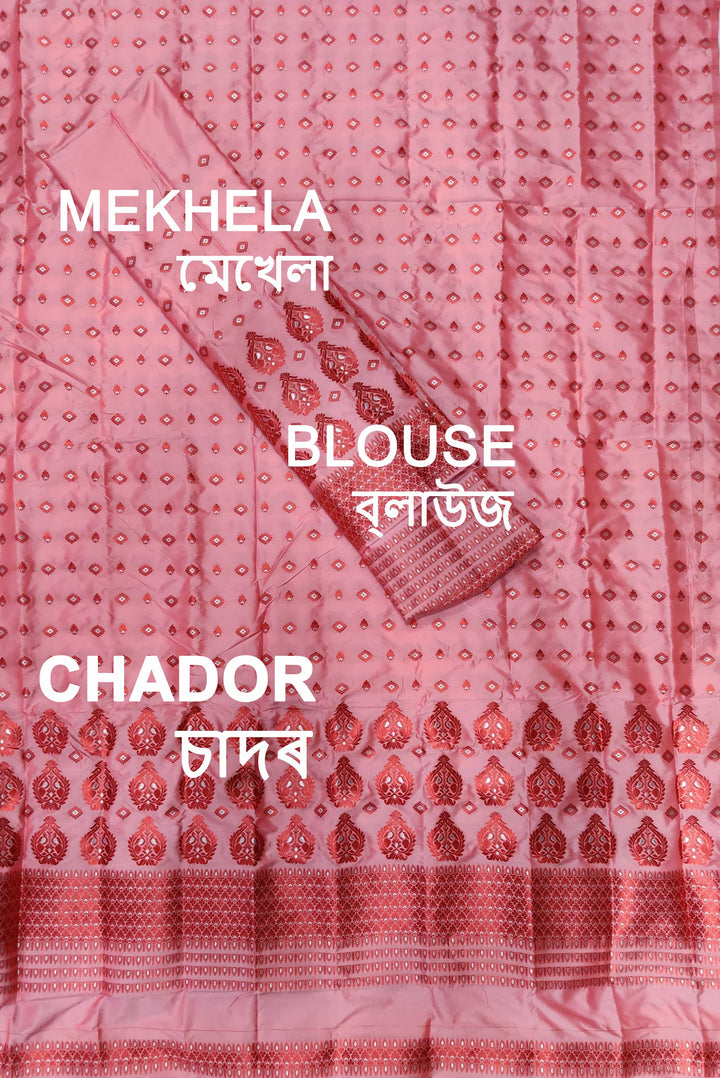 ৰং কৰা গুনা মিক্স ছেট মেখলা চাদৰ