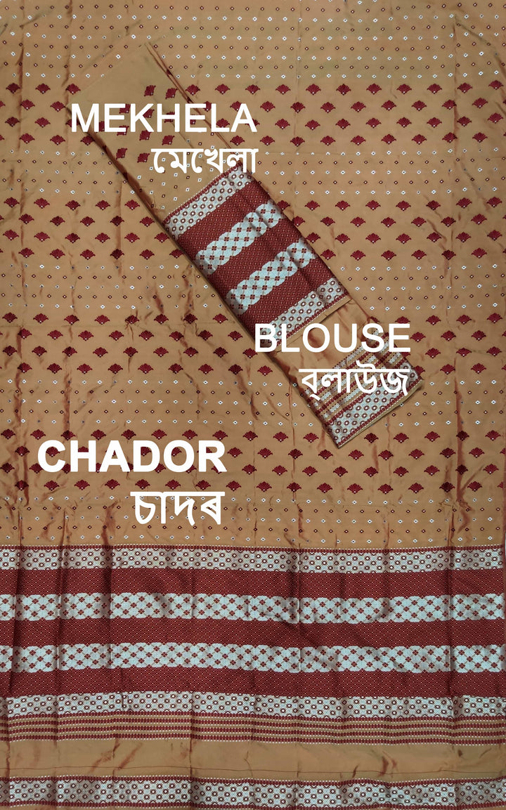 সূতাৰ- কাম (Dhaga-Work) মিক্স ছেট মেখলা চাদৰ