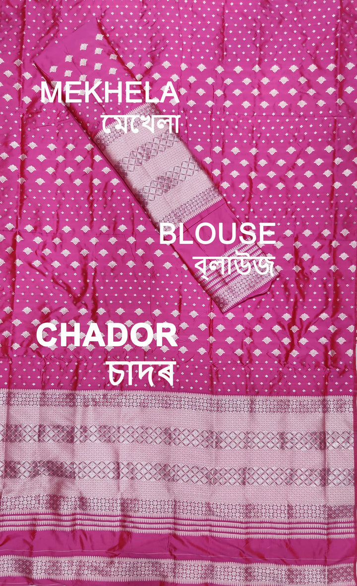 সূতাৰ- কাম (Dhaga-Work) মিক্স ছেট মেখলা চাদৰ