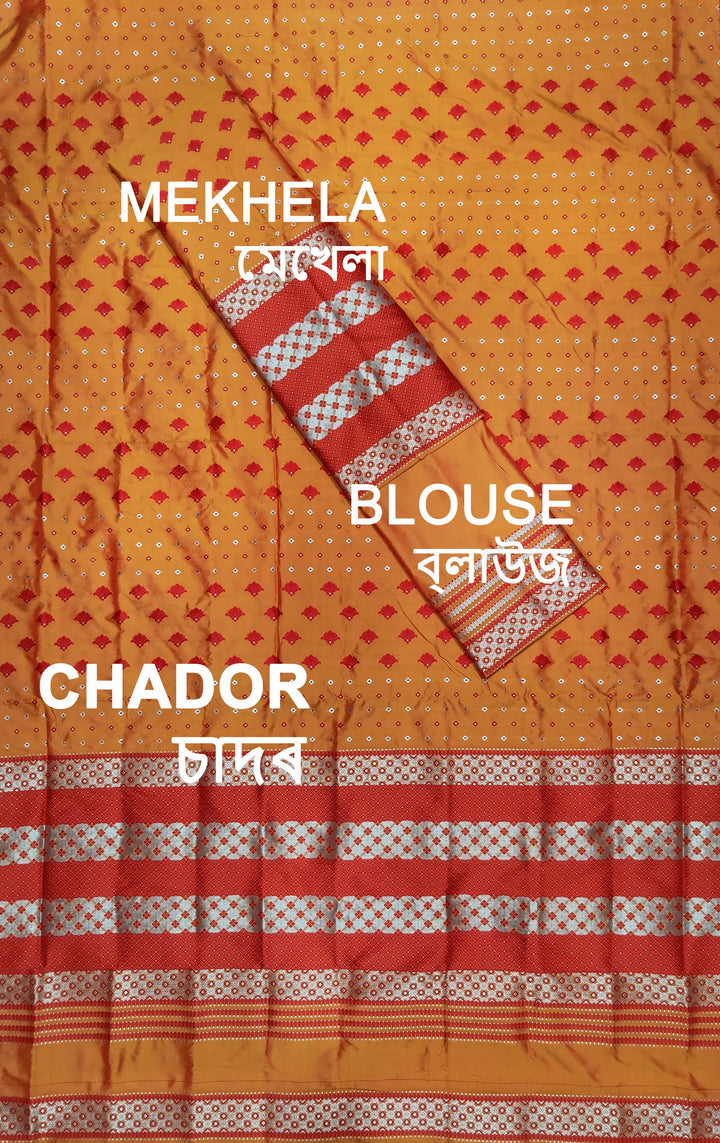 সূতাৰ- কাম (Dhaga-Work) মিক্স ছেট মেখলা চাদৰ