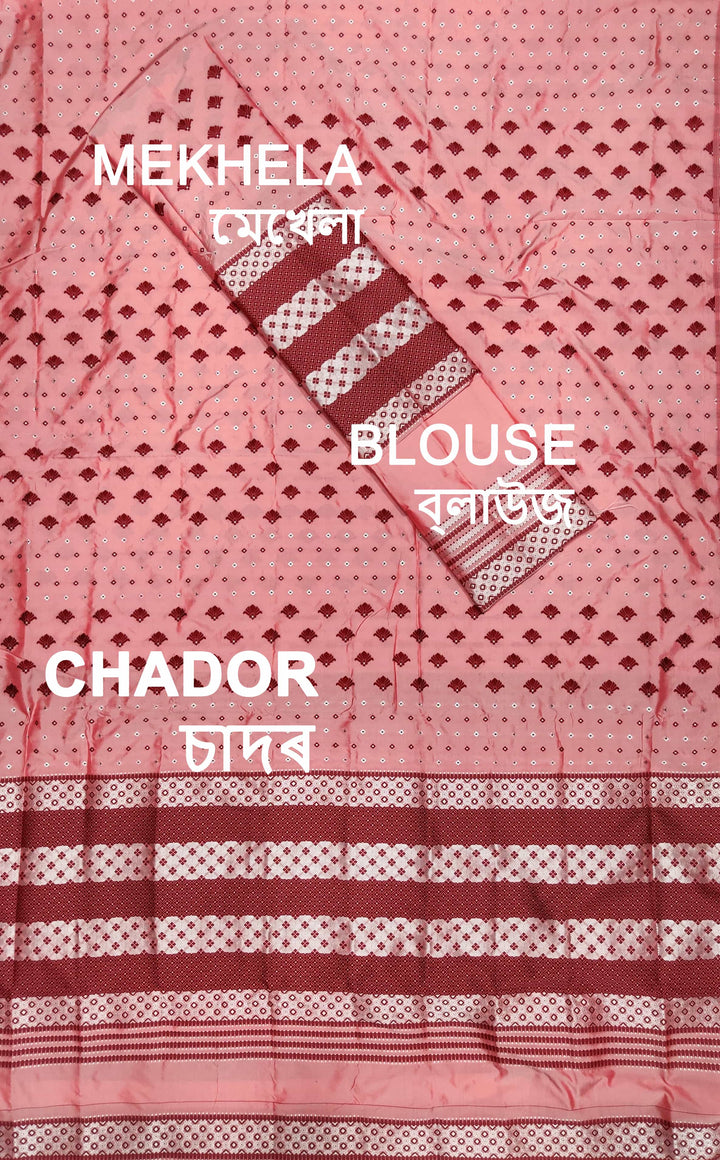 সূতাৰ- কাম (Dhaga-Work) মিক্স ছেট মেখলা চাদৰ