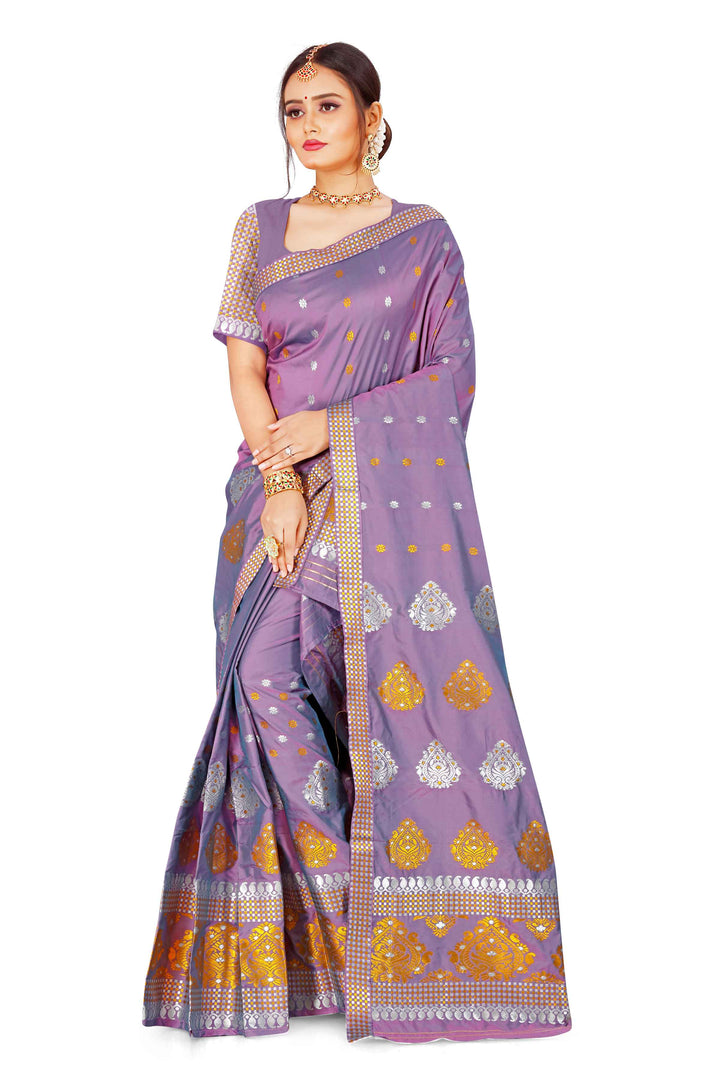 Gold-Silver Jari Mix Set Mekhela Sador