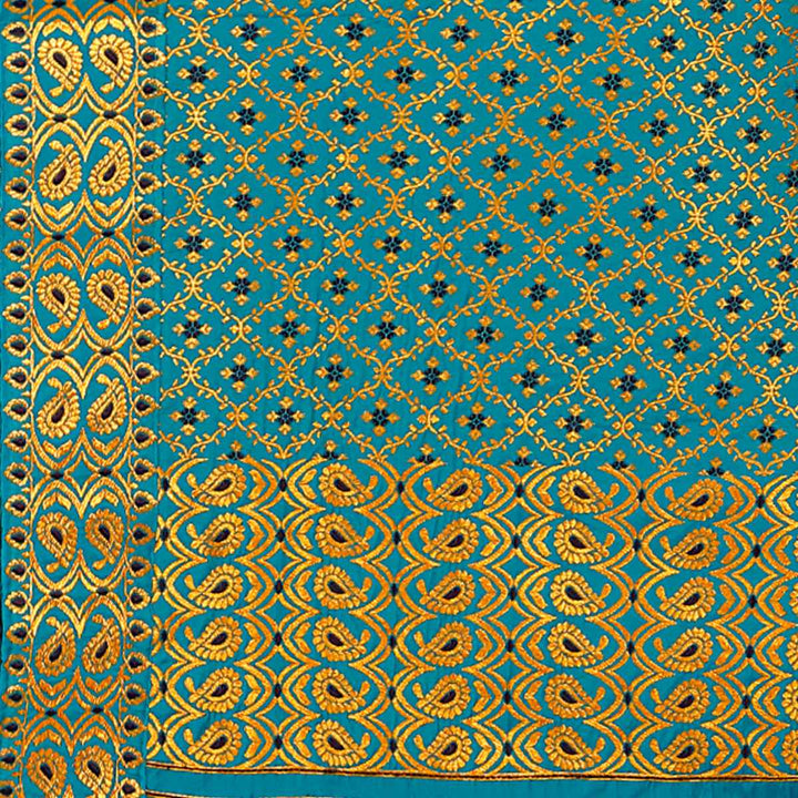 Gold Jari All Over Mix Set Mekhela Sador - Contrast Blouse