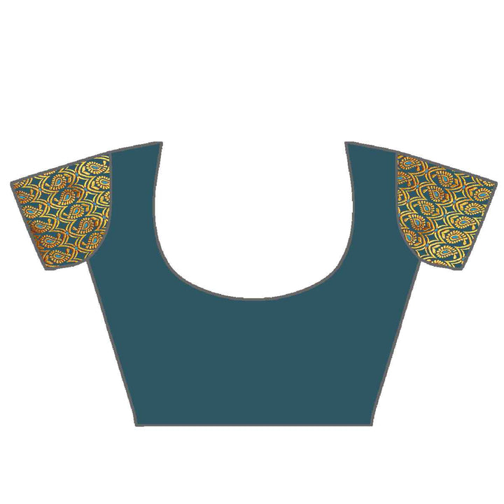 Gold Jari All Over Mix Set Mekhela Sador - Contrast Blouse