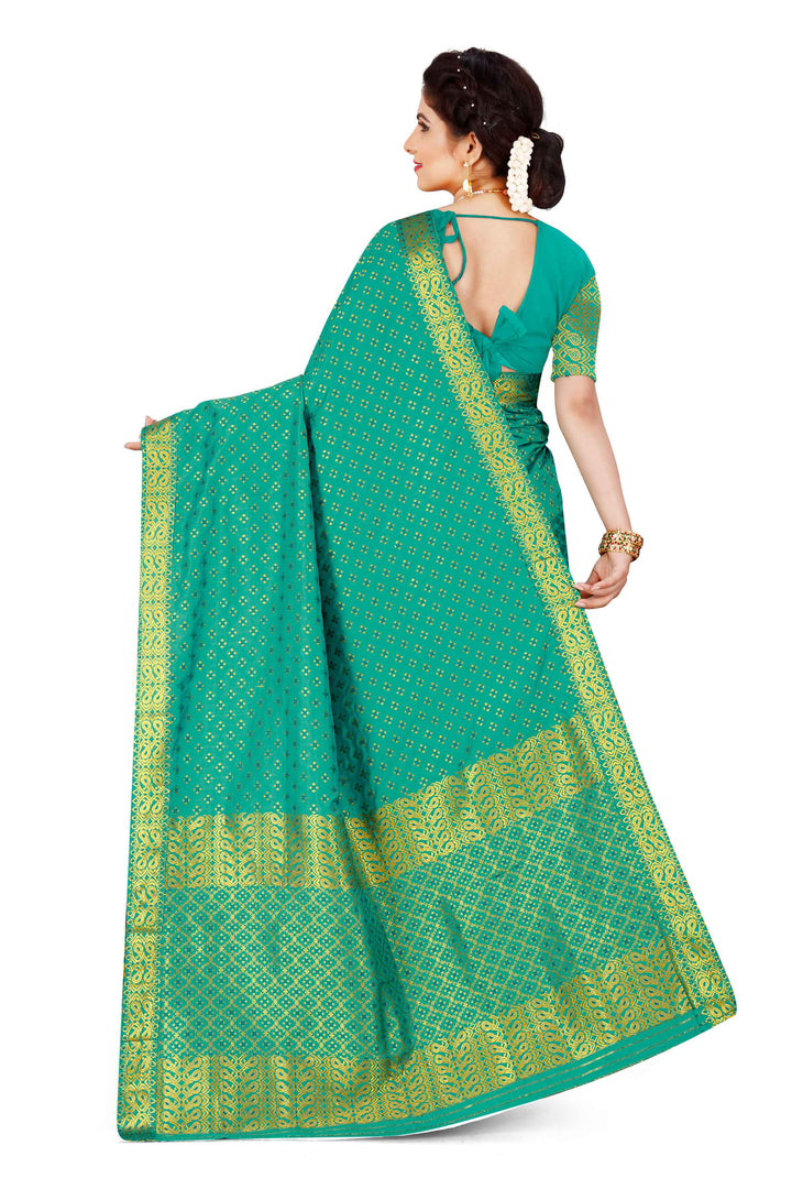 Gold Jari All Over Mix Set Mekhela Sador - Contrast Blouse