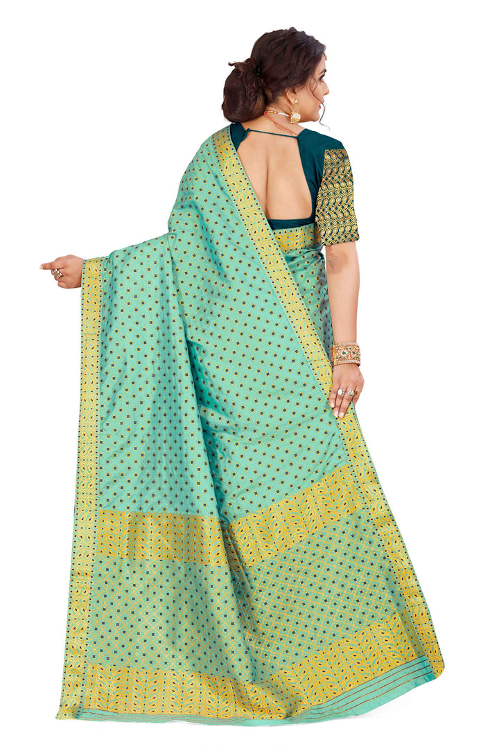 Gold Jari All Over Mix Set Mekhela Sador - Contrast Blouse
