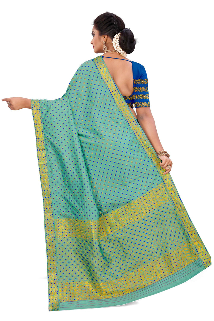 Gold Jari All Over Mix Set Mekhela Sador - Contrast Blouse