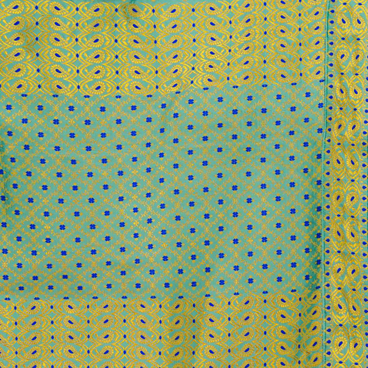 Gold Jari All Over Mix Set Mekhela Sador - Contrast Blouse