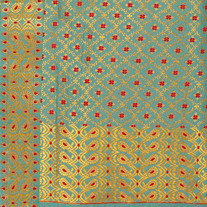 Gold Jari All Over Mix Set Mekhela Sador - Contrast Blouse