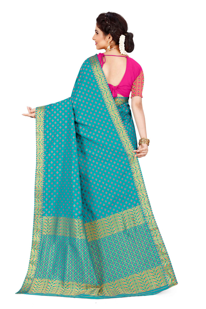 Gold Jari All Over Mix Set Mekhela Sador - Contrast Blouse
