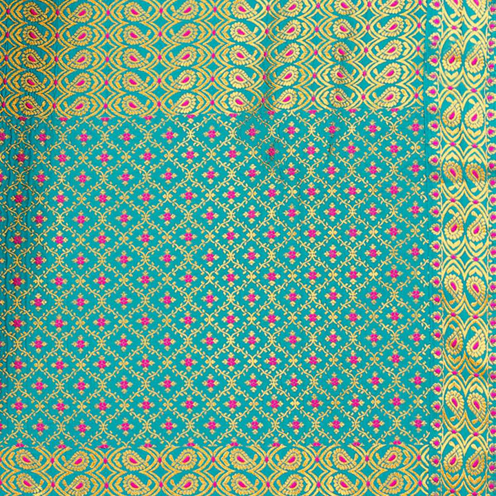 Gold Jari All Over Mix Set Mekhela Sador - Contrast Blouse
